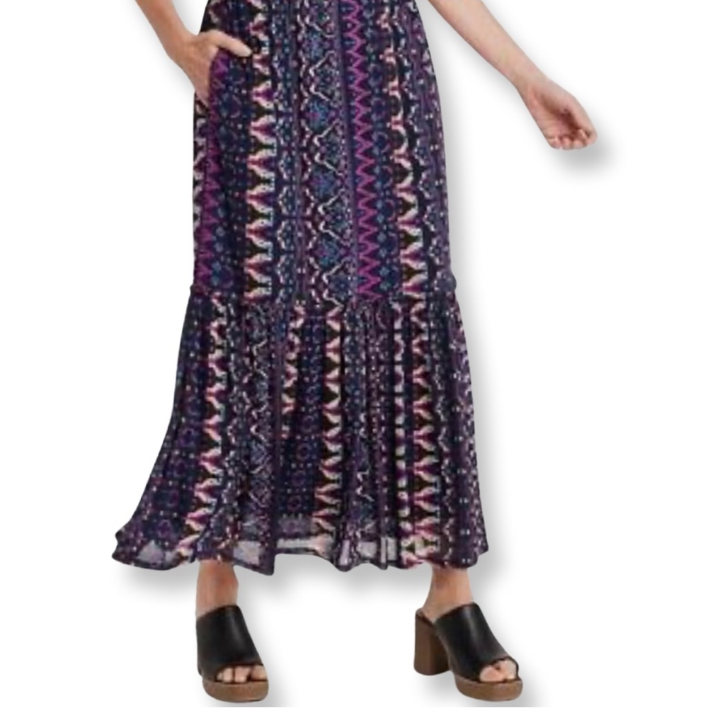 Knox Rose geometric boho maxi skirt, size Large NWT